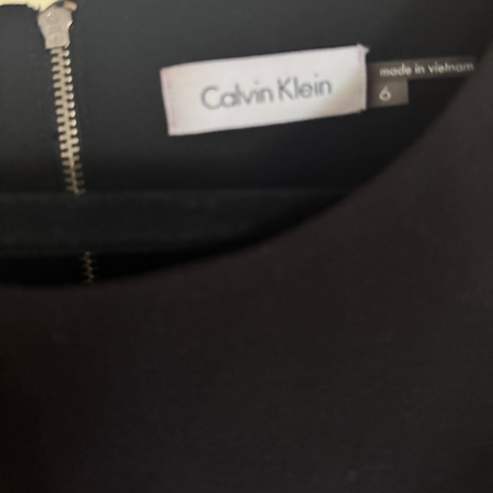 Calvin Klein Black Sheath Midi Dress ✨ Silver Button Detail Work Office Chic - Picture 5 of 9